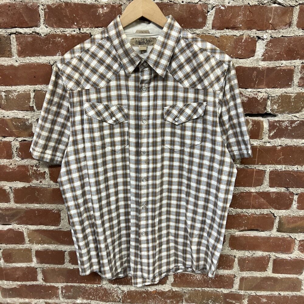 BKE Slim Fit Pearl Snap Short Sleeve Shirt Men's Size XXL